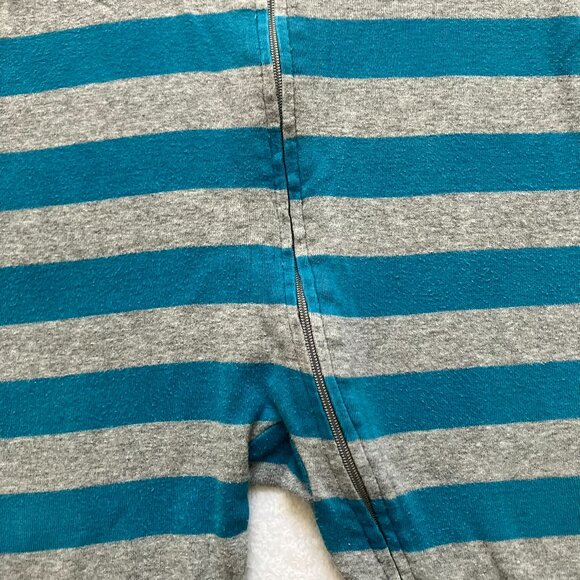 Baby GAP Romper 6-12M | Teal & Grey Striped Cotton Short Sleeve Zip-Up GUC - Picture 9 of 16